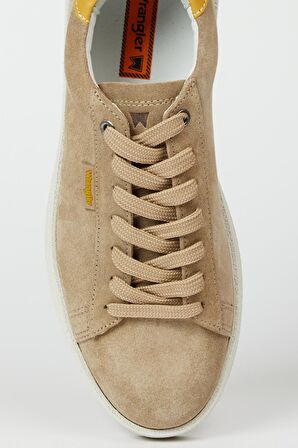 %100 Deri Bej Sneaker Ayakkabı