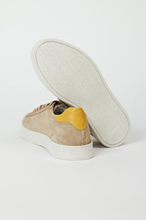 %100 Deri Bej Sneaker Ayakkabı