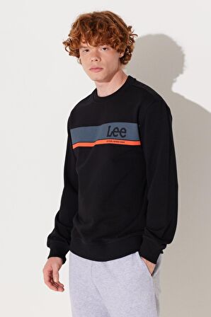 Regular Fit Normal Kesim Bisiklet Yaka Siyah Sweatshirt