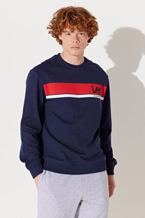 Regular Fit Normal Kesim Bisiklet Yaka Lacivert Sweatshirt