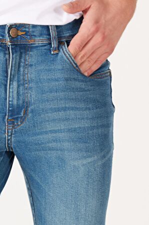 Texas Slim Fit Dar Kesim Normal Bel Mavi Esnek Jean Kot Pantolon