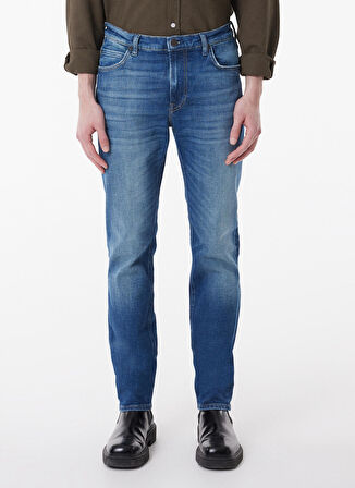 Slim Fit Dar Kesim Normal Bel Mavi Esnek Rider Jean Denim Kot Pantolon
