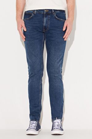 Slim Fit Dar Kesim Düşük Bel Mavi Esnek Luke Jean Denim Kot Pantolon