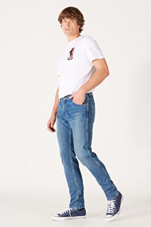 Larston Slim Fit Dar Kesim Düşük Bel Mavi Esnek Jean Kot Pantolon