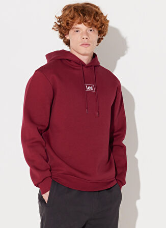 Lee Kapüşon Yaka Bordo Erkek Sweatshırt L212302A84 Kapüşonlu Sweatshirt