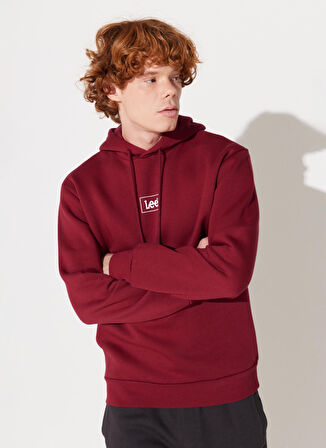 Lee Kapüşon Yaka Bordo Erkek Sweatshırt L212302A84 Kapüşonlu Sweatshirt