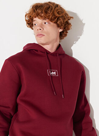 Lee Kapüşon Yaka Bordo Erkek Sweatshırt L212302A84 Kapüşonlu Sweatshirt