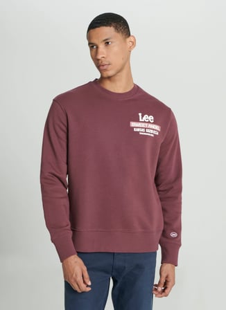 Lee Bisiklet Yaka Bordo Erkek Sweatshırt L232294838 Bordo Regular Sweatshirt