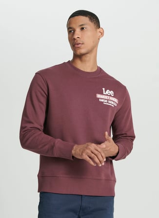 Lee Bisiklet Yaka Bordo Erkek Sweatshırt L232294838 Bordo Regular Sweatshirt