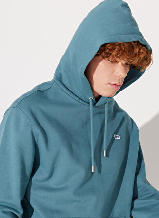 Lee Kapüşon Yaka Turkuaz Erkek Sweatshırt L80YRYA64 Kapüşonlu Sweatshirt