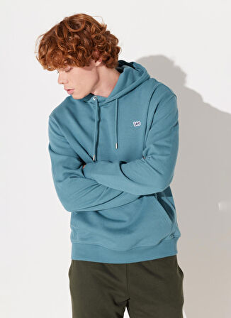 Lee Kapüşon Yaka Turkuaz Erkek Sweatshırt L80YRYA64 Kapüşonlu Sweatshirt