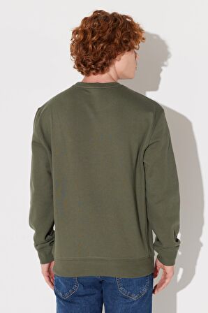 Regular Fit Normal Kesim %100 Pamuk Bisiklet Yaka Şardonlu Sweatshirt