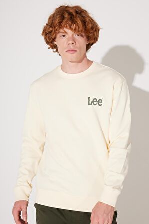 Regular Fit Normal Kesim %100 Pamuk Bisiklet Yaka Ekru Sweatshirt