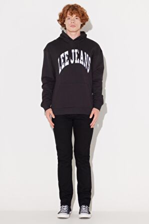 Relaxed Fit Geniş Kesim %100 Pamuk Kapüşonlu İçi Polarlı Antrasit Sweatshirt