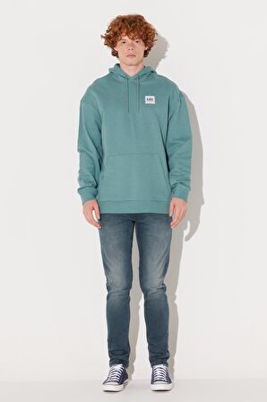 Loose Fit Rahat Kesim %100 Pamuk Kapüşonlu Şardonlu Mint Yeşili Sweatshirt