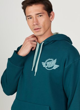 Wrangler Kapüşon Yaka Koyu Yeşil Erkek Sweatshırt W232246826 Kapüşonlu Sweatshirt