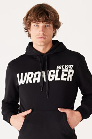 Regular Fit Normal Kesim Kapüşonlu İçi Polarlı Siyah Sweatshirt