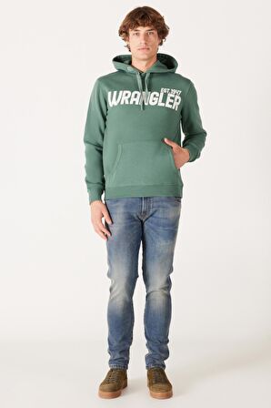 Regular Fit Normal Kesim Kapüşonlu İçi Polarlı Yeşil Sweatshirt