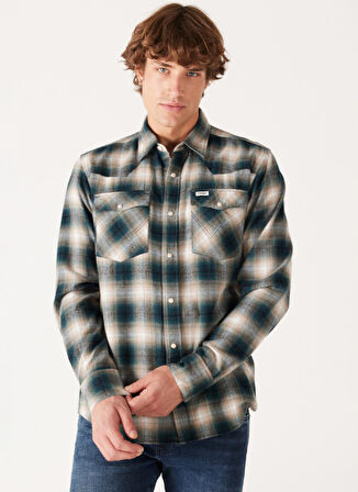 Wrangler Loose Fit Yeşil Erkek Gömlek W556B3G61 Uzun Kollu Gömlek