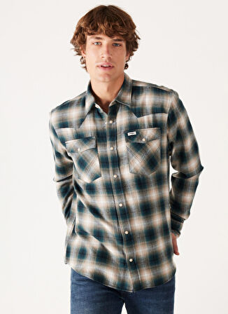 Wrangler Loose Fit Yeşil Erkek Gömlek W556B3G61 Uzun Kollu Gömlek