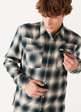 Wrangler Loose Fit Yeşil Erkek Gömlek W556B3G61 Uzun Kollu Gömlek