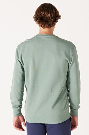 Regular Fit Normal Kesim %100 Pamuk Içi Polarlı Açık Yeşil Sweatshirt