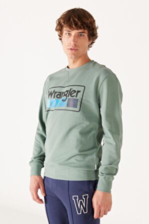 Regular Fit Normal Kesim %100 Pamuk Içi Polarlı Açık Yeşil Sweatshirt