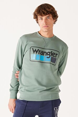 Regular Fit Normal Kesim %100 Pamuk Içi Polarlı Açık Yeşil Sweatshirt