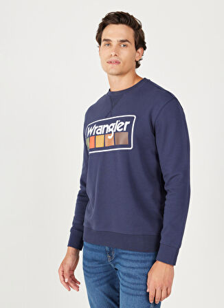 Wrangler Bisiklet Yaka Lacivert Erkek Sweatshırt W646H1114 Bisiklet Yaka Sweatshirt