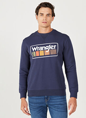 Wrangler Bisiklet Yaka Lacivert Erkek Sweatshırt W646H1114 Bisiklet Yaka Sweatshirt