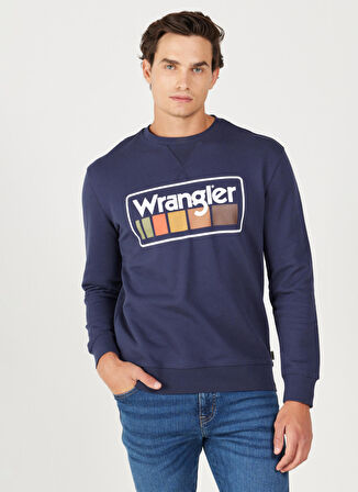 Wrangler Bisiklet Yaka Lacivert Erkek Sweatshırt W646H1114 Bisiklet Yaka Sweatshirt