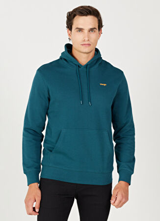 Wrangler Kapüşon Yaka Yeşil Erkek Sweatshırt W654I4G03 Kapüşonlu Sweatshirt