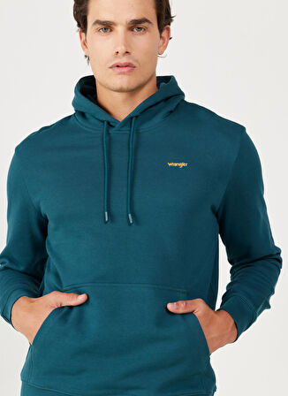 Wrangler Kapüşon Yaka Yeşil Erkek Sweatshırt W654I4G03 Kapüşonlu Sweatshirt