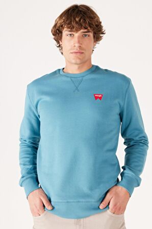 Bisiklet Yaka Sweatshirt Storm Blue