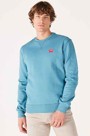 Bisiklet Yaka Sweatshirt Storm Blue