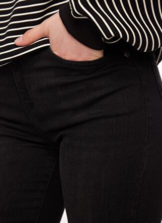 Skinny Fit Dar Kesim Yüksek Bel Siyah High Rise Esnek Jean Denim Kot Pantolon