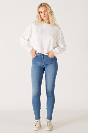 High Rise Skinny Fit Dar Kesim Yüksek Bel Açık Mavi Esnek Jean Kot Pantolon