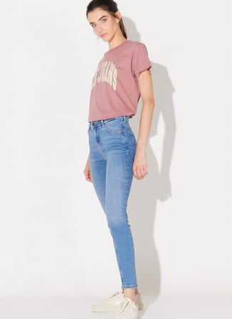 Lee Yüksek Bel Süper Dar Paça Skinny Fit Mavi Kadın Denim Pantolon L32SOVD44-Orta Mavi