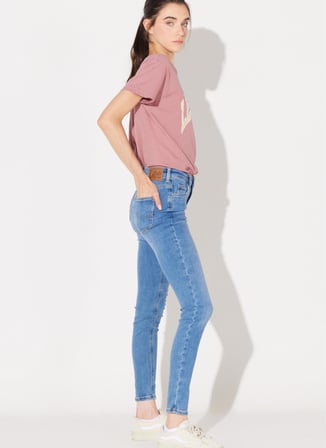 Lee Yüksek Bel Süper Dar Paça Skinny Fit Mavi Kadın Denim Pantolon L32SOVD44-Orta Mavi
