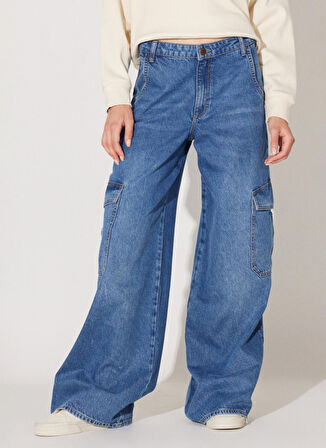 Lee Normal Bel Geniş Paça Loose Fit Mavi Kadın Denim Pantolon L34NHLD67-Mavi