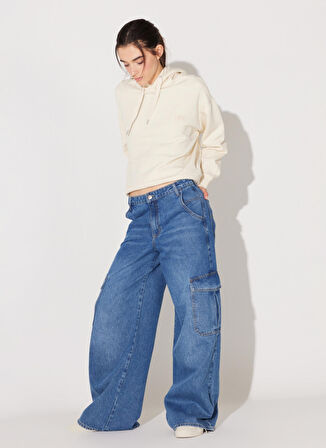 Lee Normal Bel Geniş Paça Loose Fit Mavi Kadın Denim Pantolon L34NHLD67-Mavi