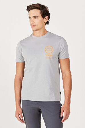 All Terrain Gear Regular Fit Normal Kesim %100 Pamuk Bisiklet Yaka Sırt Baskılı Gri Tişört