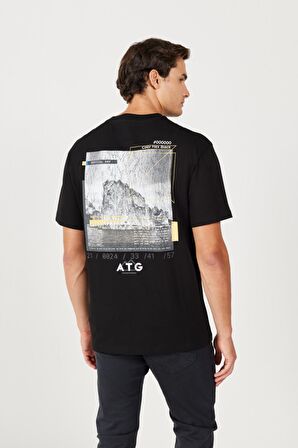All Terrain Gear Loose Fit Rahat Kesim %100 Pamuk Bisiklet Yaka Sırt Baskılı Siyah Tişört