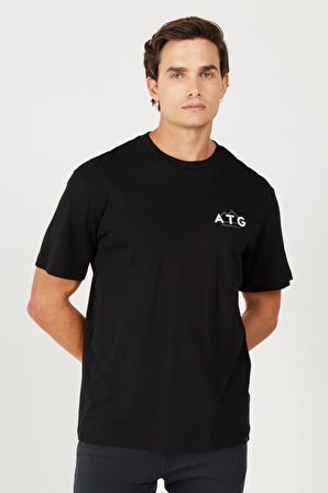 All Terrain Gear Loose Fit Rahat Kesim %100 Pamuk Bisiklet Yaka Sırt Baskılı Siyah Tişört