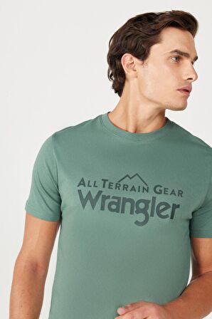 All Terrain Gear Regular Fit Normal Kesim %100 Pamuk Bisiklet Yaka Yeşil Tişört