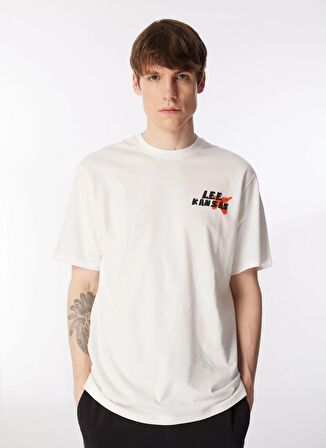 Lee Bisiklet Yaka Beyaz Erkek T-Shirt L241363100 Loose Fit T-shirt