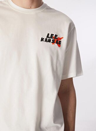 Lee Bisiklet Yaka Beyaz Erkek T-Shirt L241363100 Loose Fit T-shirt