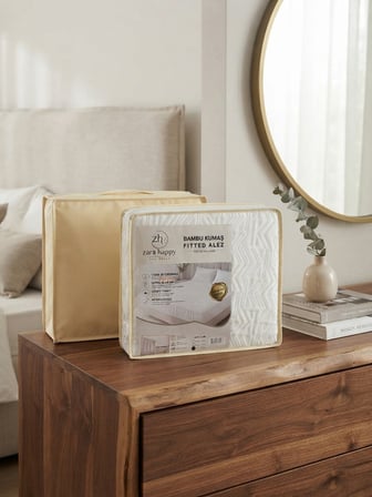 Royam Bambu Kumaş Ultra Sessiz Sıvı Geçirmez Yatak Alezi Fitted Full Kenar Çift Kişilik 180 x 200 + 35