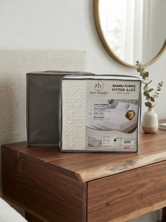 Royam Bambu Kumaş Ultra Sessiz Sıvı Geçirmez Yatak Alezi Fitted Full Kenar Çift Kişilik 180 x 200 + 35
