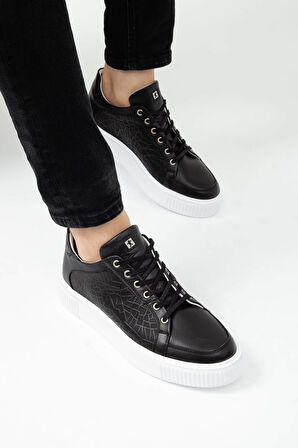 Tamer Tanca Erkek Hakiki Deri Siyah Deri Sneakers & Spor Ayakkabı 352 14100 ERK AYK Y21 SIYAH DR